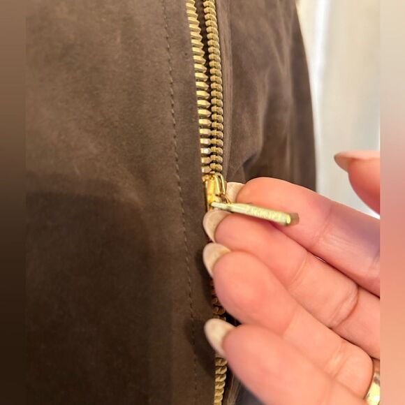 Athleta Helena Suede Leather Moto/Biker Jacket Brown Size XS Fully Lined EUC - Picture 11 of 14